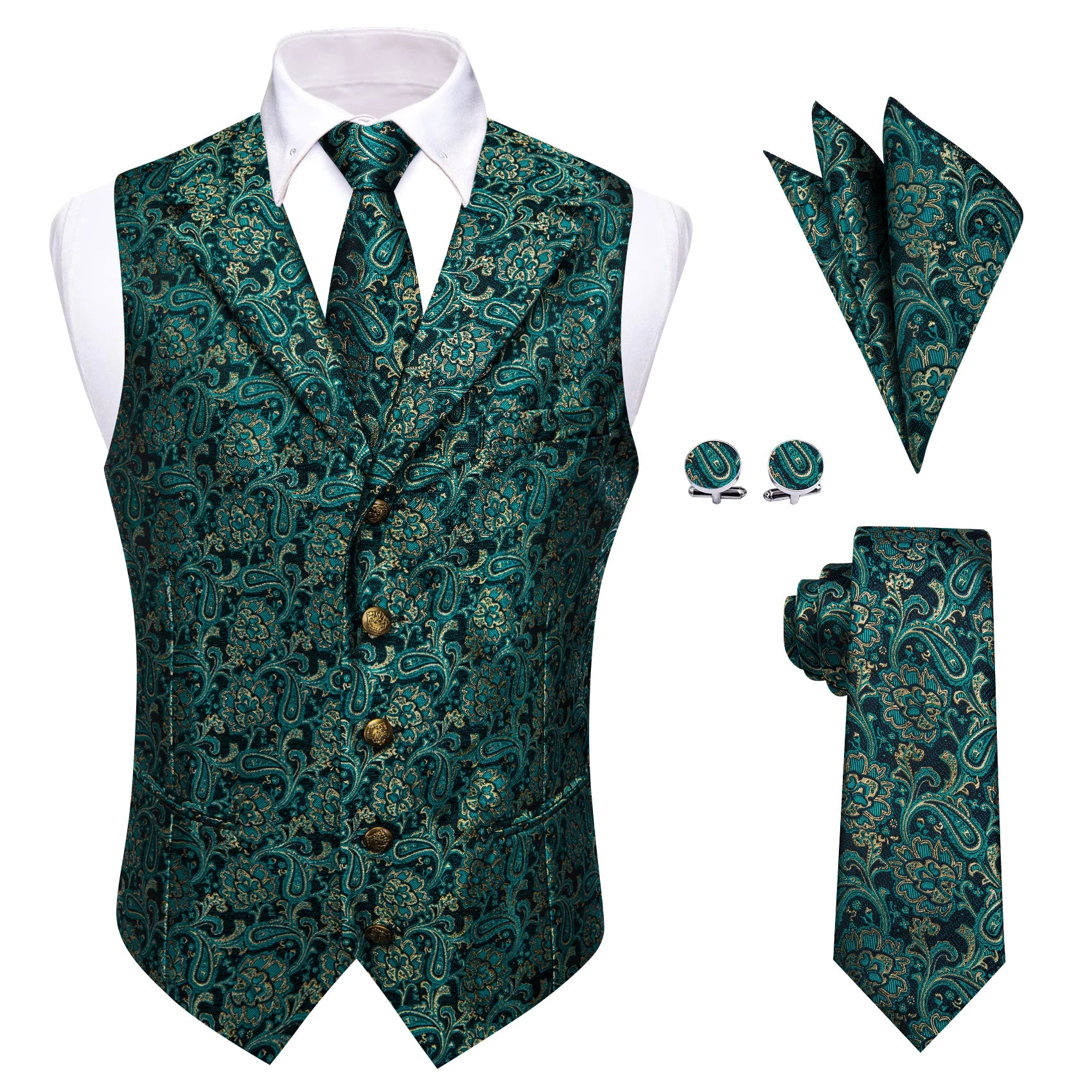 Gilet Paisley Homme à Revers - Dandy Victorien - détail 12