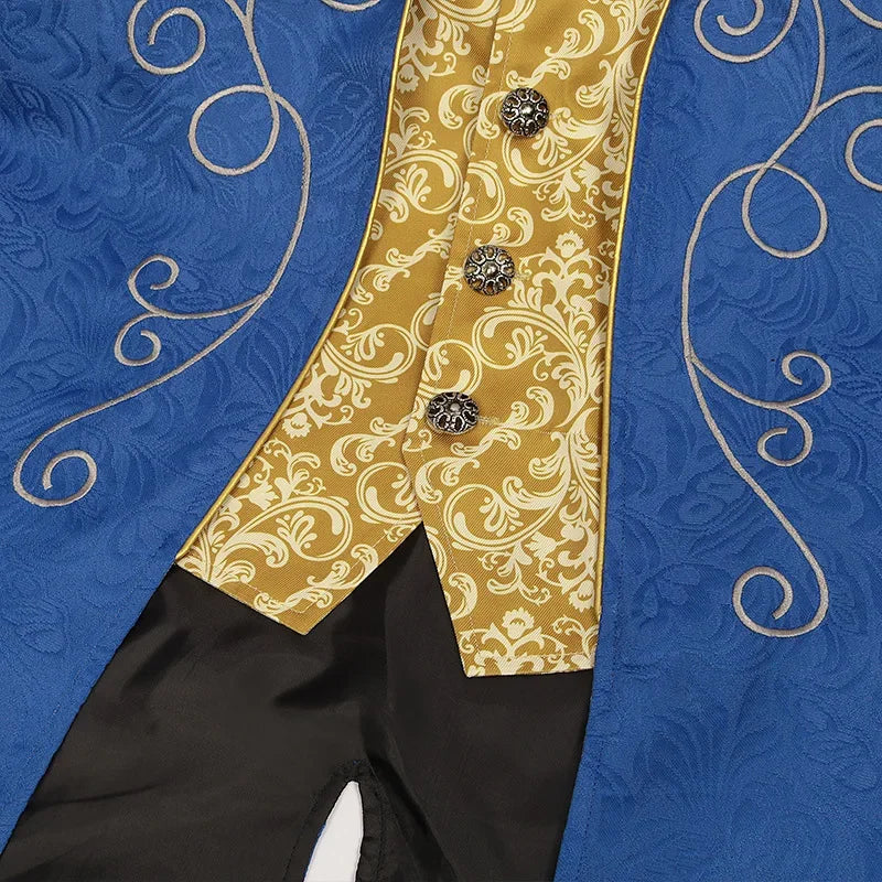 Redingote Bleue Homme - Broderies Or Victoriennes - détail 11