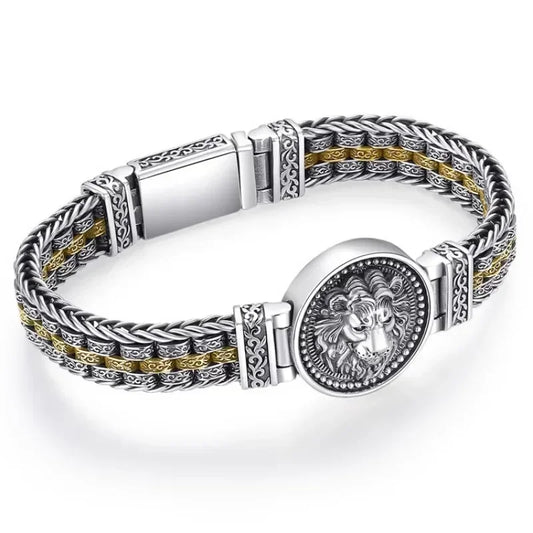 Bracelet Lion et Rotin Homme en Argent S925 - finition et reliefs 15