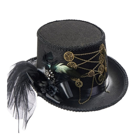 Chapeau Magicien d'Halloween à Chaînes et Plumes