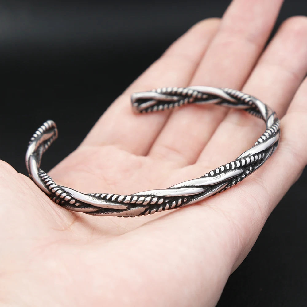Bracelet Viking Torsadé - Jonc Acier Homme - vue de profil 6