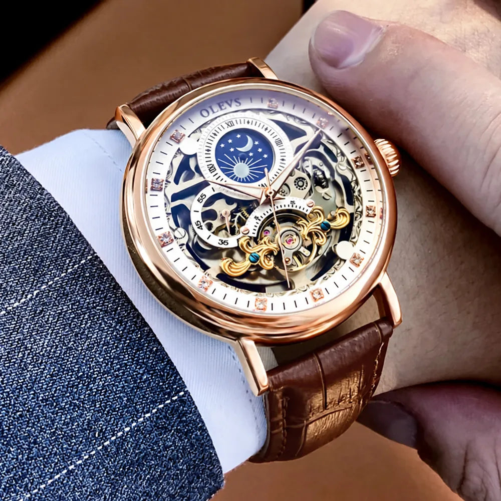 Reloj Esqueleto para Hombre con Motivo Celeste — reloj en la muñeca