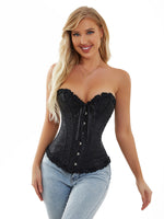 Sage Green Victorian Jacquard Corset - Vignette | Steampunk Store