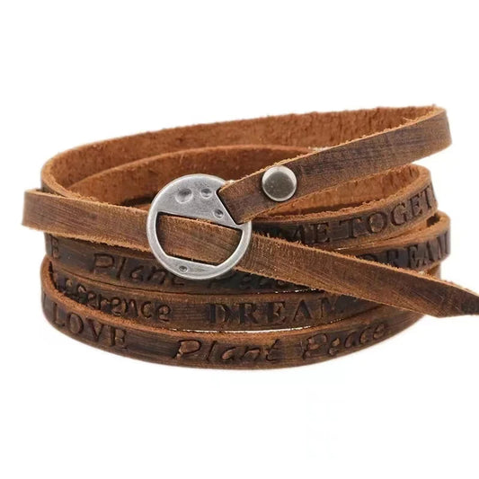 Bracelet en Cuir pour Homme - Peace & Love