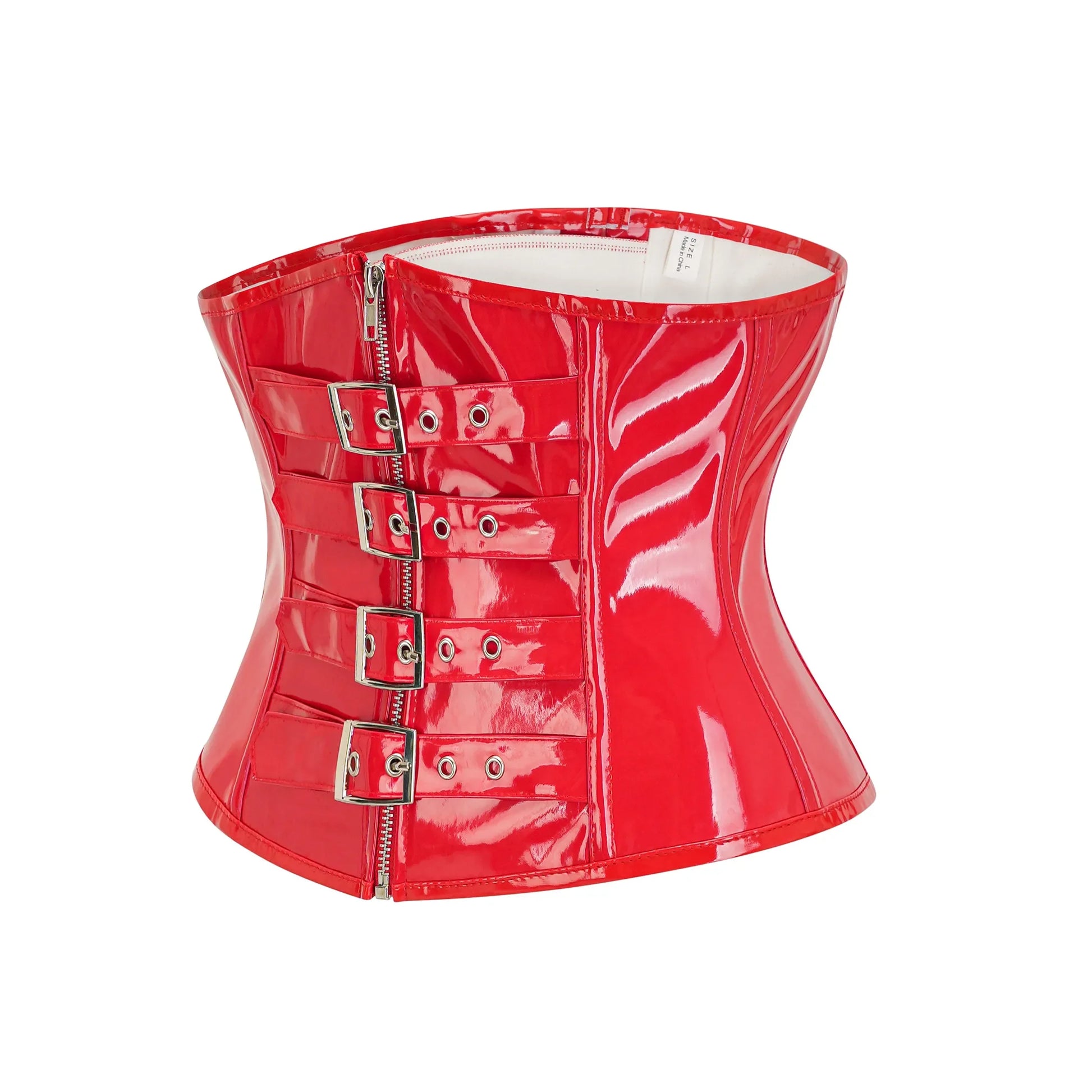 Corsé Punk de PVC con Hebillas - Negro o Rojo - detalle 4