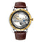 Montre Squelette Homme Transparente à Ponts Ajourés - Argenté et doré, bracelet marron