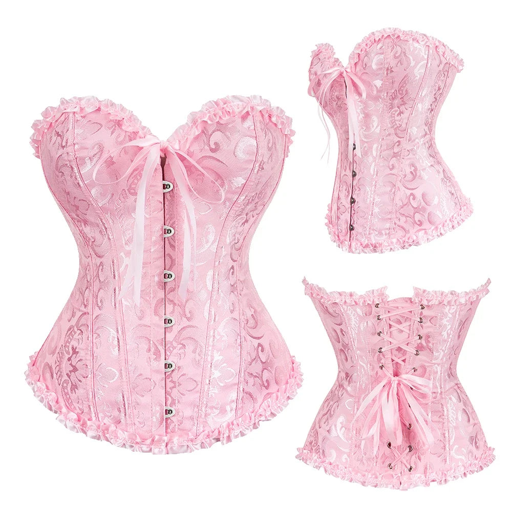 Sage Green Victorian Jacquard Corset - detail 7