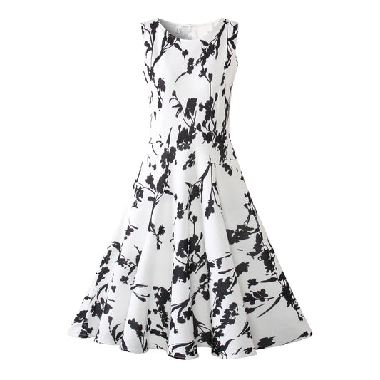 Robe Blanche Avec Fleur Noir - Dark Bloom