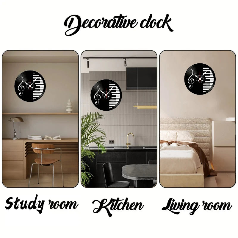 Horloge Vinyle Piano - Notes de Musique - mécanisme arrière 5