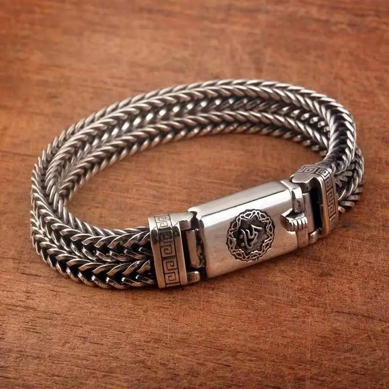 Bracelet Lion Tressé Homme en Argent S925 - vue de profil 22