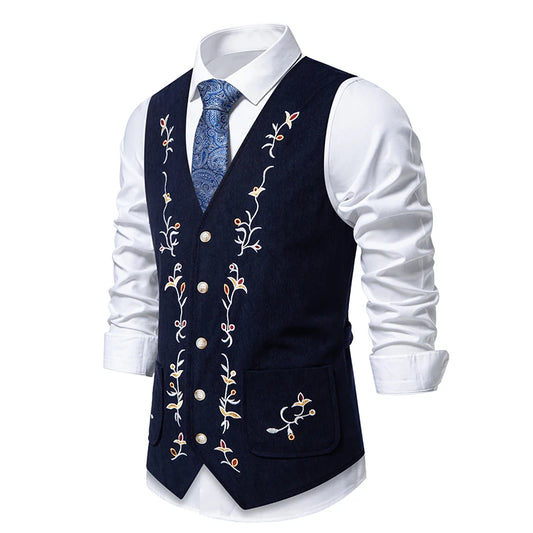 Chaleco bordado gótico para hombre - Terciopelo vintage