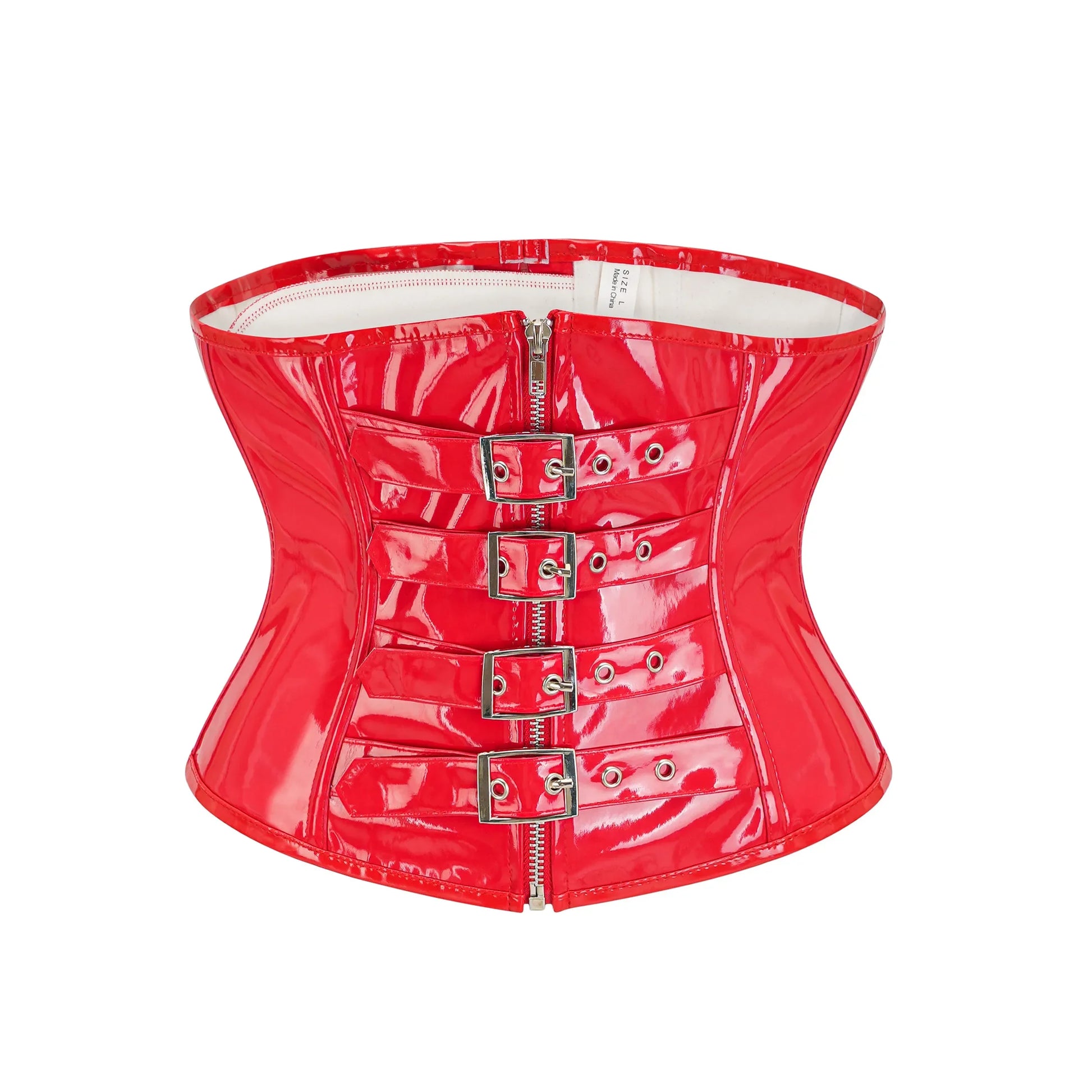 Corsé Punk de PVC con Hebillas - Negro o Rojo - detalle 10