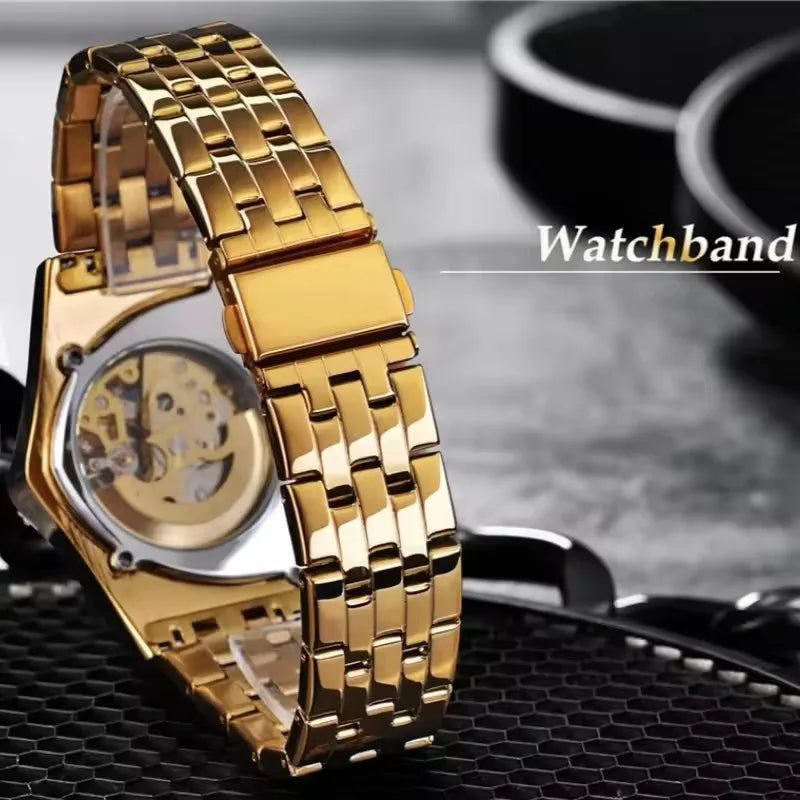 Montre Squelette Triangulaire Homme Bracelet Acier - vue 5