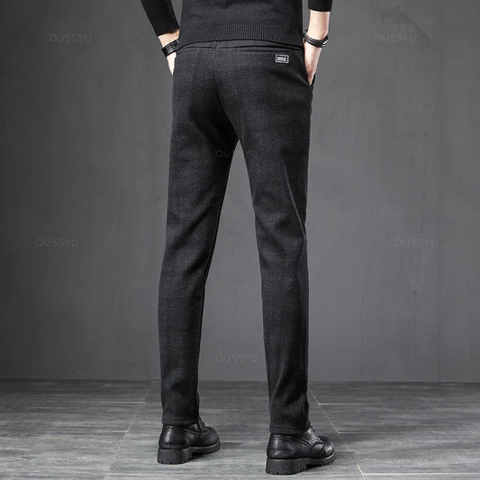 Pantalon Homme à Carreaux - Coupe Slim Stretch Gris ou Marine