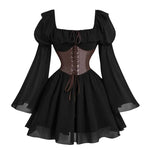 Robe Renaissance Médiévale Femme — Manches Longues Princesse à Taille Cintrée - Vignette | Steampunk Store
