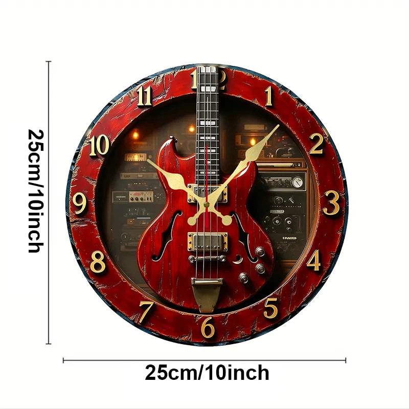 Horloge Guitare Électrique Rouge Vintage - détail de la finition 7