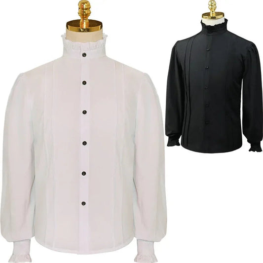 Camisa medieval para hombre - Cuello alto sobrio