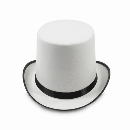 Chapeau Haut-de-Forme Blanc - Magicien, Cabaret et Cosplay