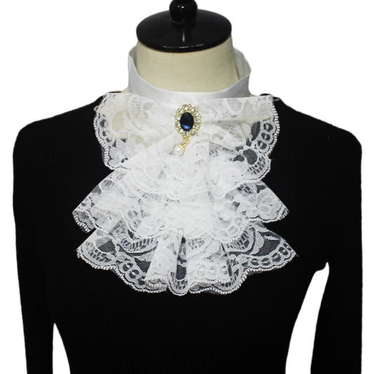 Col Victorien Dentelle Femme - Jabot Camée Gothique