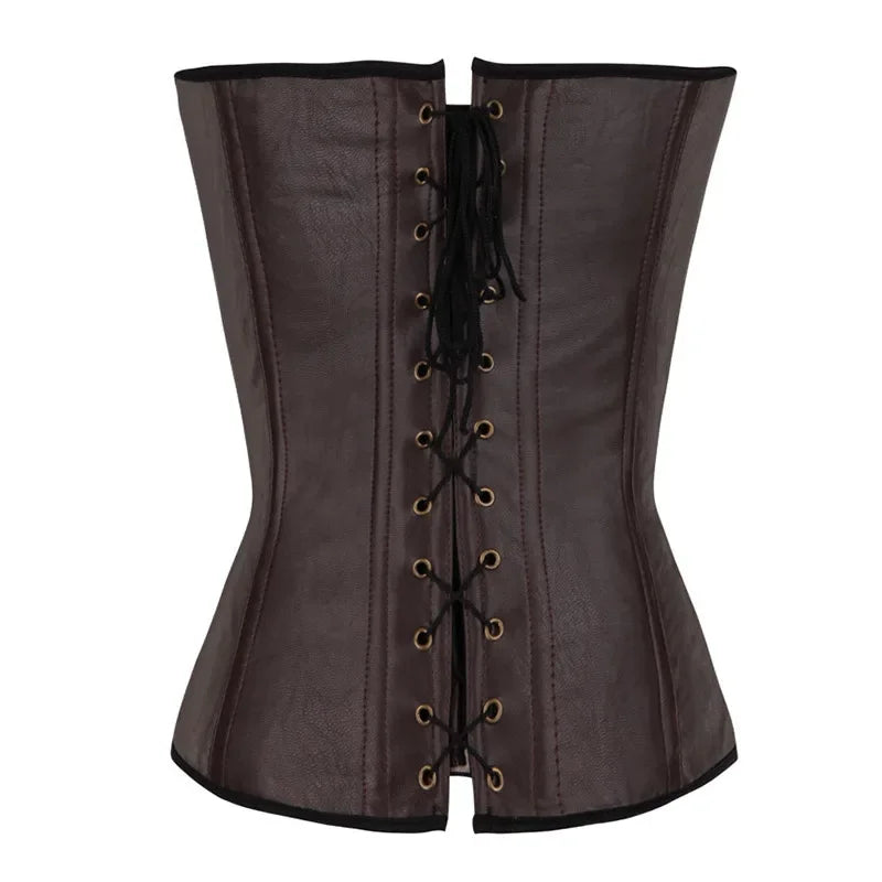 Espartilho Steampunk Halter em Pele Sintética - detalhe 3