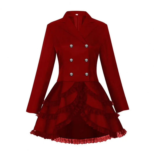 Blazer Gótico Mujer con Volante de Encaje — Espalda Corsé