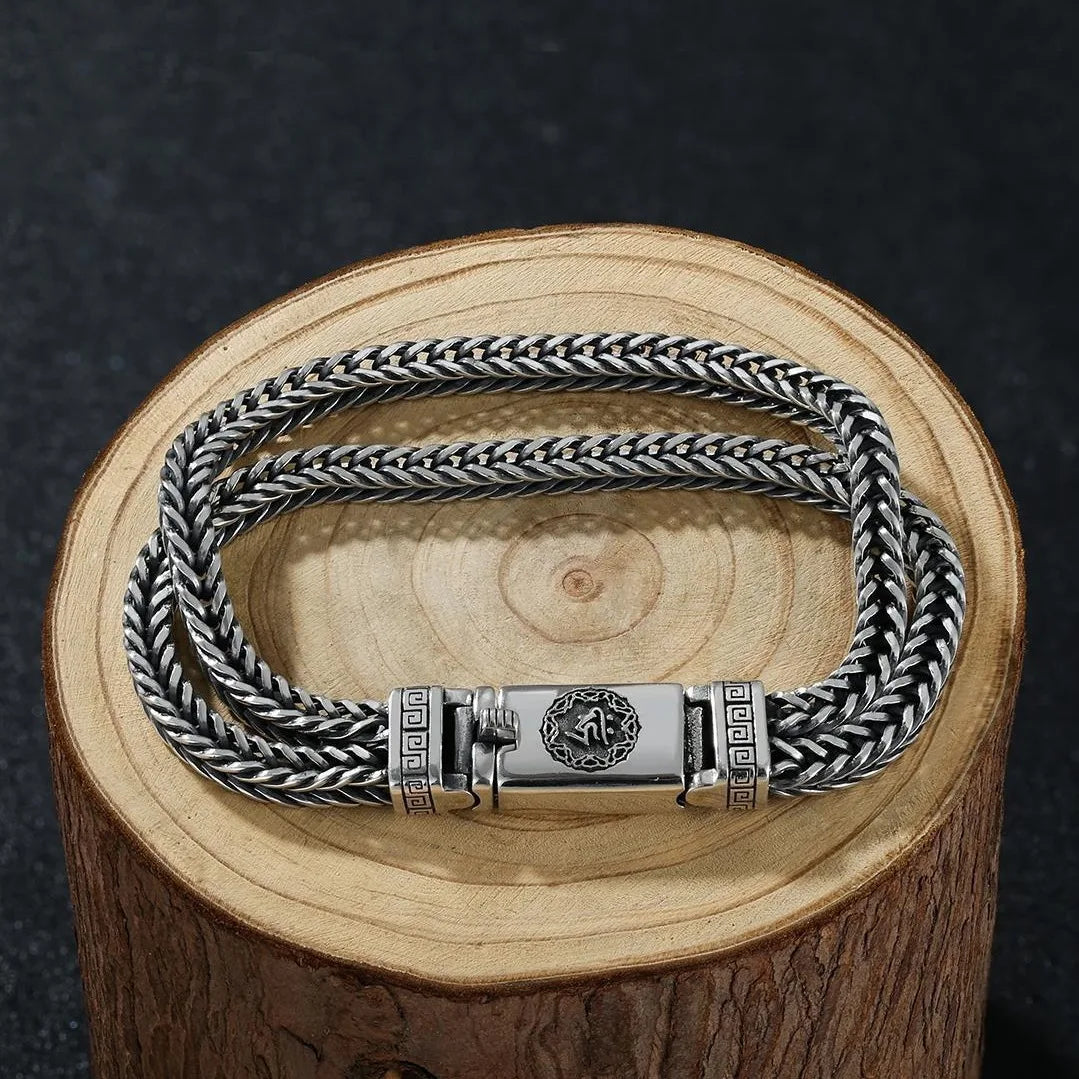 Bracelet Lion Tressé Homme en Argent S925 - vue générale 9