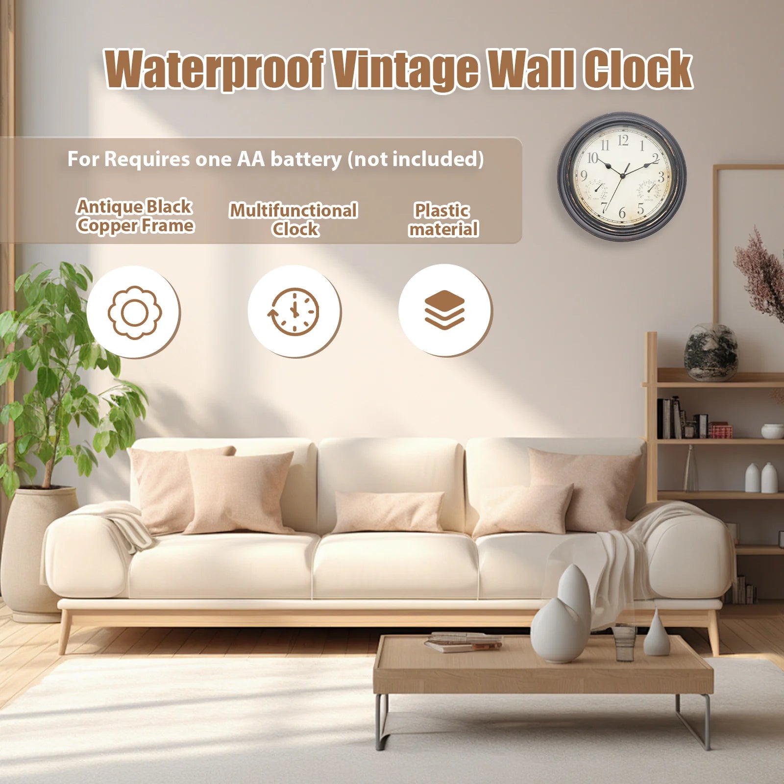 Horloge Extérieure Vintage avec Thermomètre - mise en situation 6