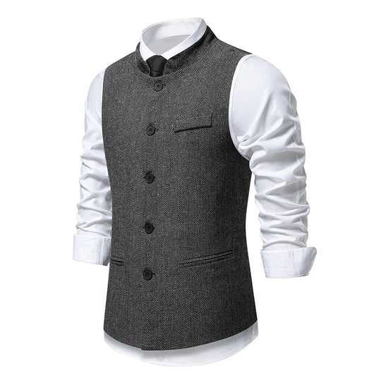 Chaleco vintage en espiga para hombre - Tweed entallado