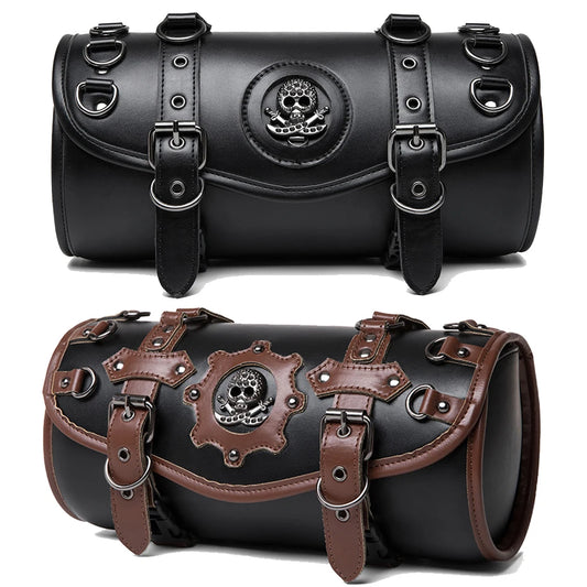 Bolsa de motocicleta Steampunk - rolo de couro e engrenagens