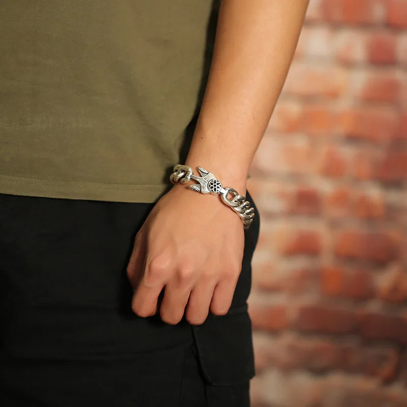 Bracelet Cubain Fleur de Cerisier en Argent S925 - détail de la matière 5
