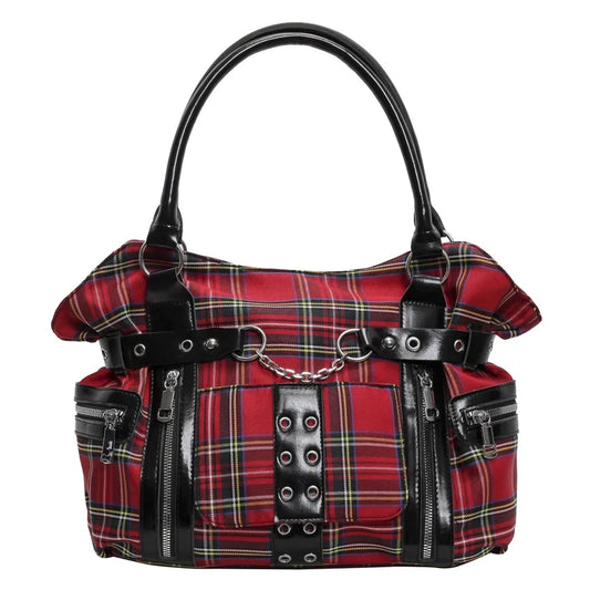 Bolsa Gótica Tartan - Alça Punk com Algemas