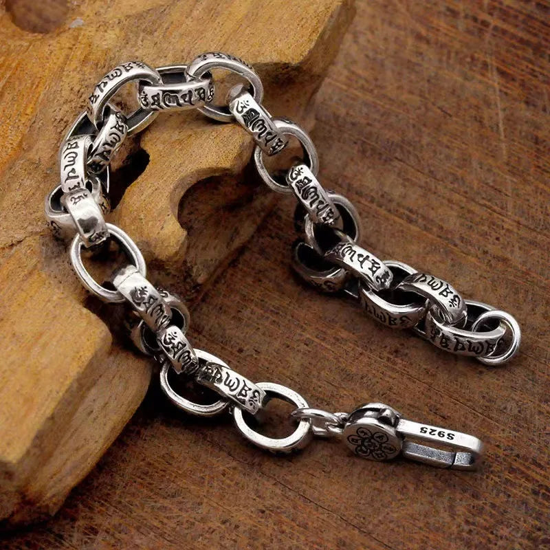 Bracelet Vajra Gravé Homme en Argent S925 - vue de profil 14