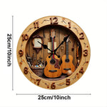 Horloge Guitare Acoustique Vintage en Bois - Vignette | Steampunk Store