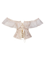 Beige Bardot Corset with Ruffles - Vignette | Steampunk Store