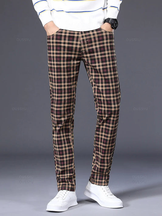 Pantalon Tweed Homme Gentleman - Effet Carreaux 98% Coton