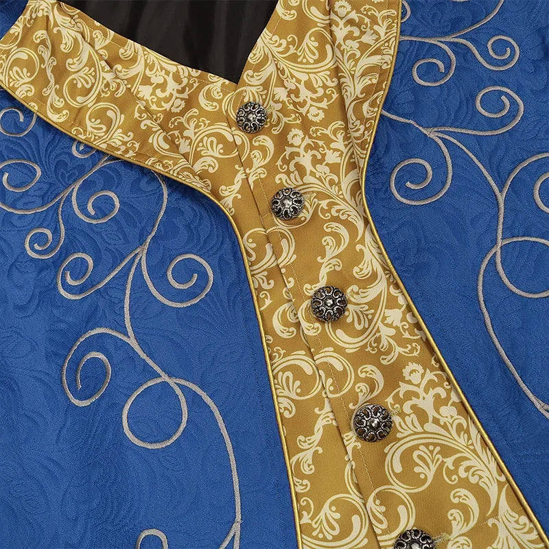 Redingote Bleue Homme - Broderies Or Victoriennes - détail 10