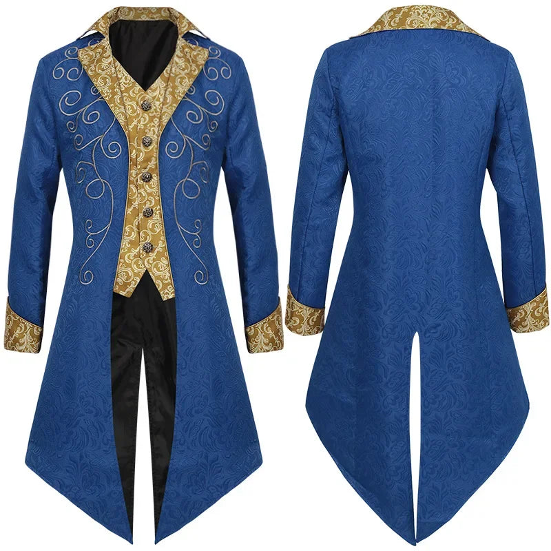 Redingote Bleue Homme - Broderies Or Victoriennes - détail 7