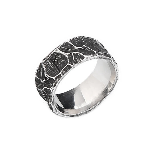Bague Rune Noire - Acier Punk