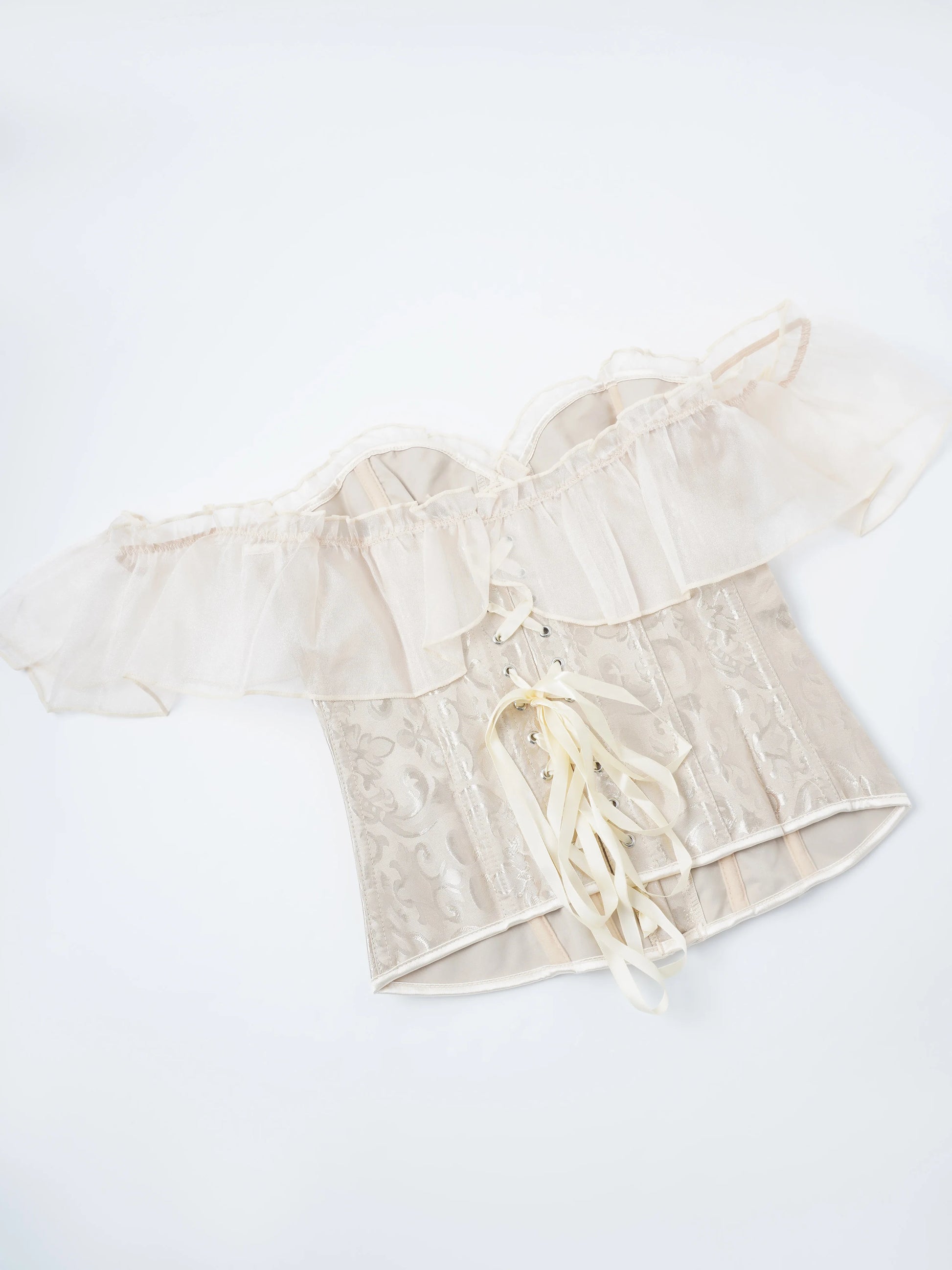 Beige Bardot Corset with Ruffles - detail 12