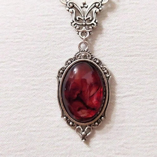 Pendentif Femme - Pierre Rouge Victorienne