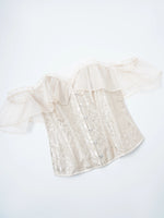 Beige Bardot Corset with Ruffles - Vignette | Steampunk Store