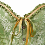 Sage Green Victorian Jacquard Corset - Vignette | Steampunk Store