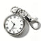 Roman Numeral Keyring Watch - Station — White dial and clip, silver-tone finish