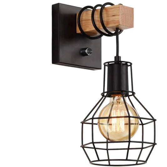 Applique Murale Steampunk - Bois et Cage Noire