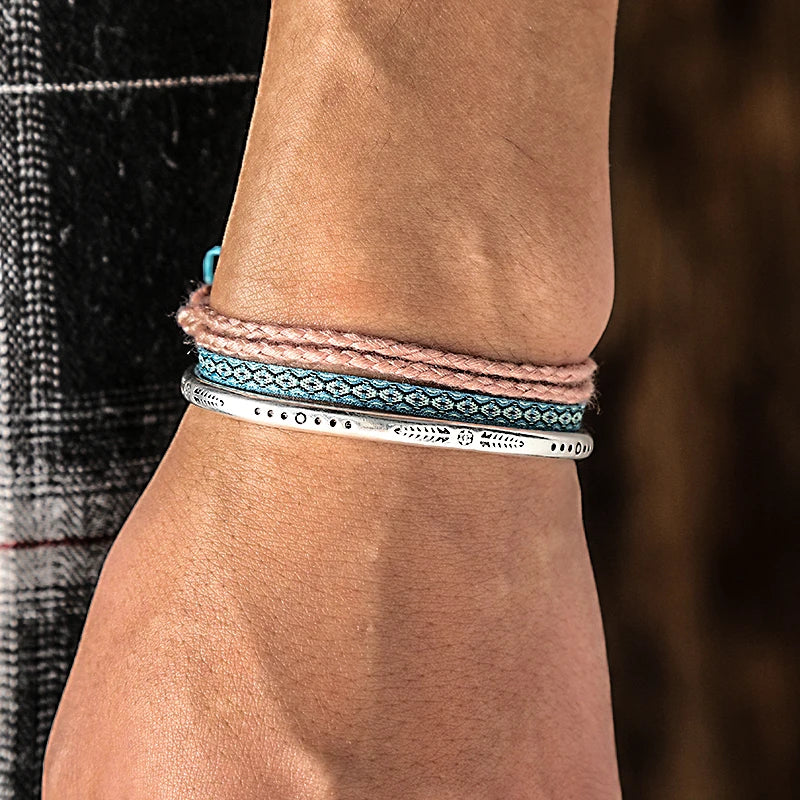 Bracelet Plume Homme Réglable en Argent S925 - vue de profil 6