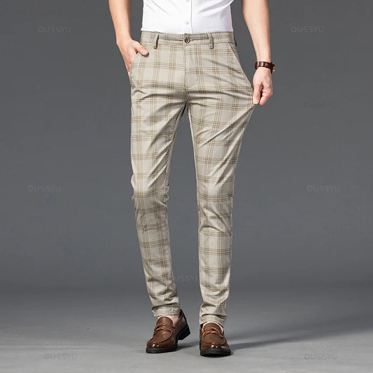 Pantalon Homme à Carreaux Subtils - 7 Coloris dont Vert Armée & Bordeaux