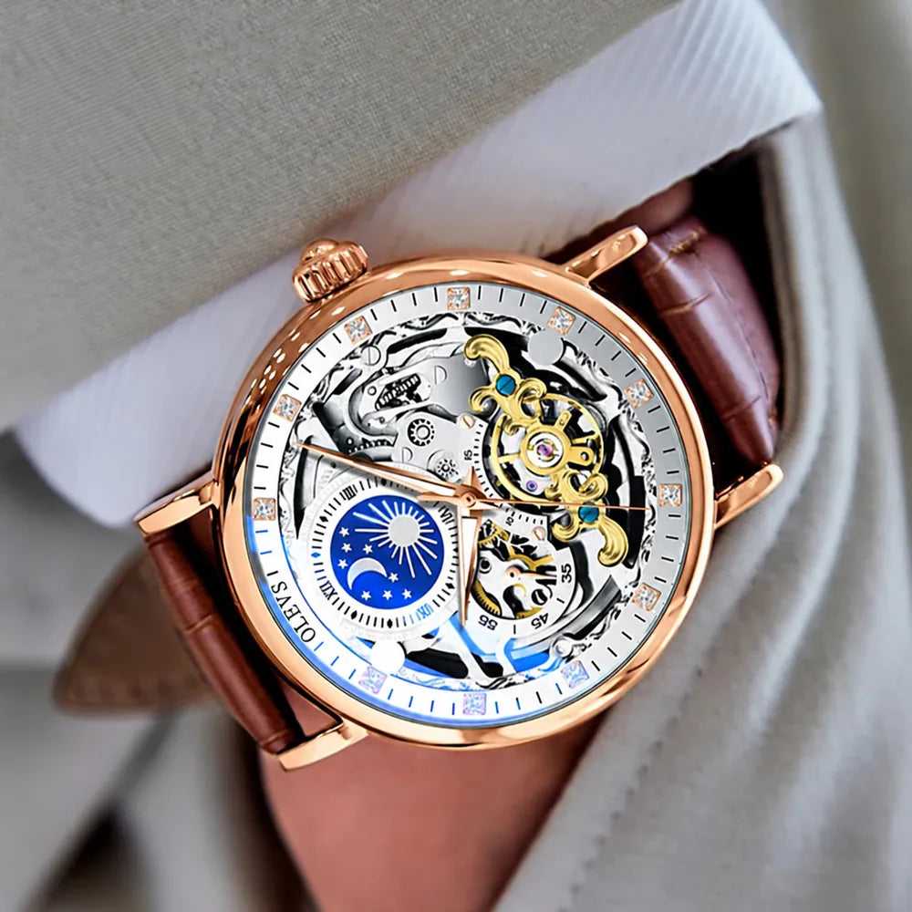 Reloj Esqueleto para Hombre con Motivo Celeste — esfera y correa