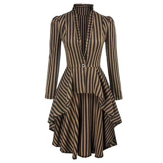 Manteau Léger Femme Steampunk - Rayé à encolure
