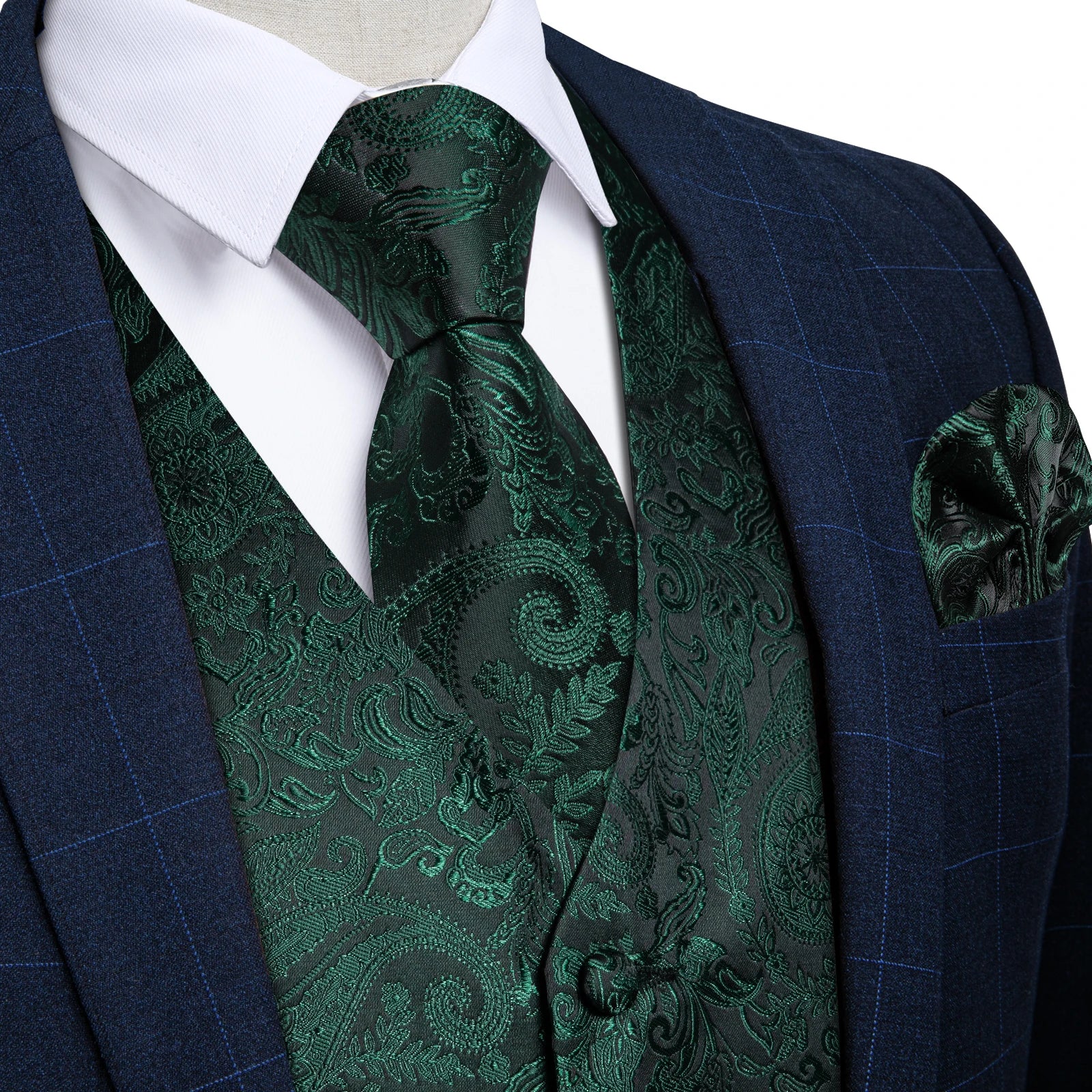 Gilet Jacquard Vert Émeraude Homme - détail 2