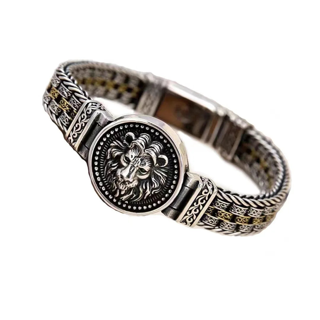Bracelet Lion et Rotin Homme en Argent S925 - détail du motif 18